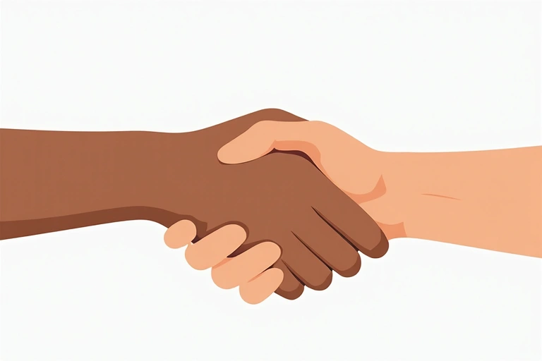 Due mani che si stringono, simboleggiando fiducia e supporto.
