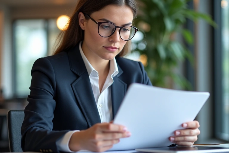 Persona che legge un documento legale